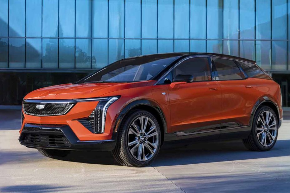 Cadillac OPTIQ 2025 diseño exterior color naranja con negro