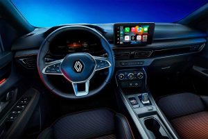 Renault Kardian 2024 en México - diseño interior - cargador inalámbrico, consola centrar, volante con controles, pantalla multimedia a color, tablero digital de 7"