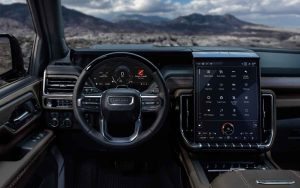 GMC Yukon 2025 interior, pantalla, volante