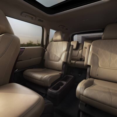 Infiniti QX80 2025 en México, diseño interior, asientos, segunda y tercer fila