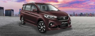 Suzuki Ertiga Boostergreen 2025 en México: diseño exterior color vino